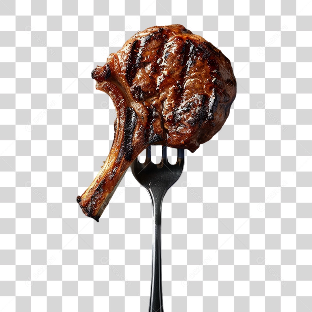 Garfo com Comidas PNG Transparente