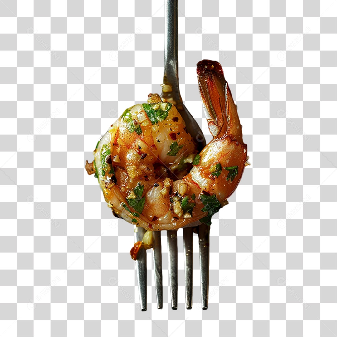 Garfo com Comidas PNG Transparente