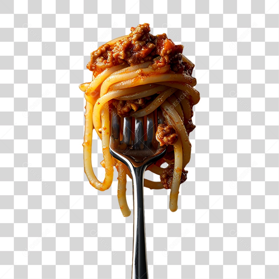 Garfo com Comidas PNG Transparente