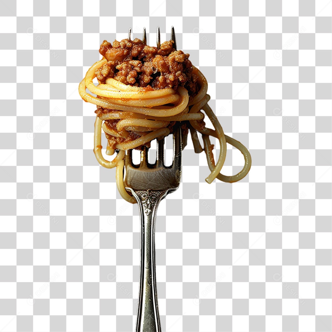 Garfo com Comidas PNG Transparente