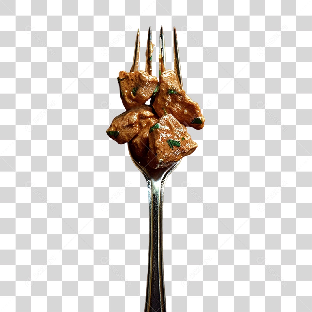 Garfo com Comidas PNG Transparente