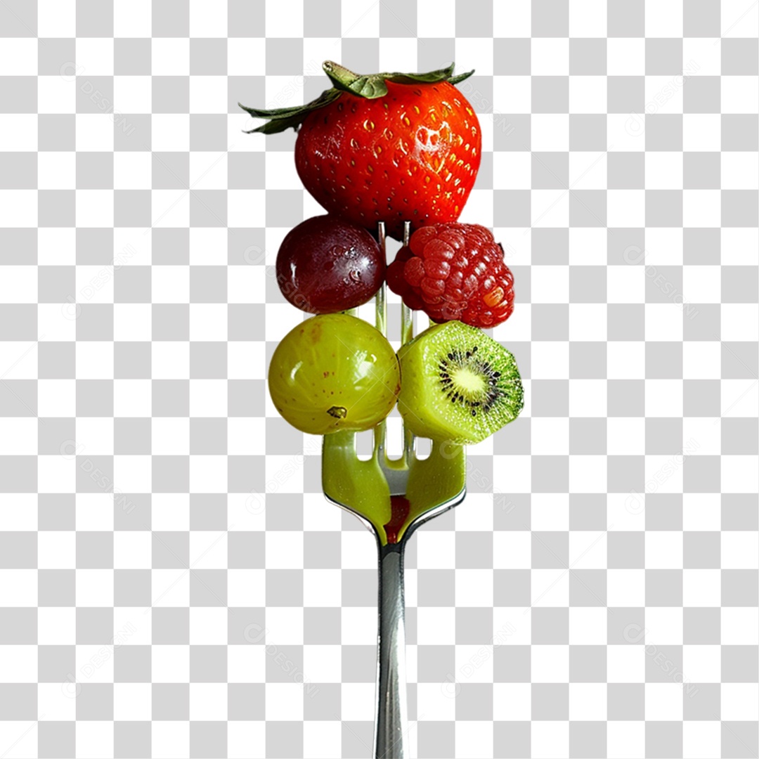 Garfo com Comidas PNG Transparente