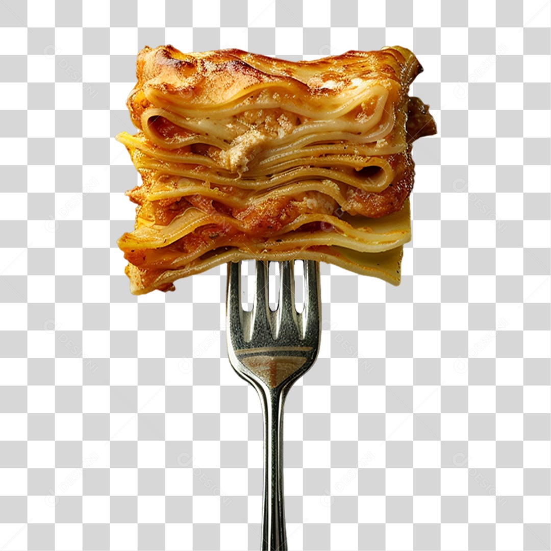 Garfo com Comidas PNG Transparente