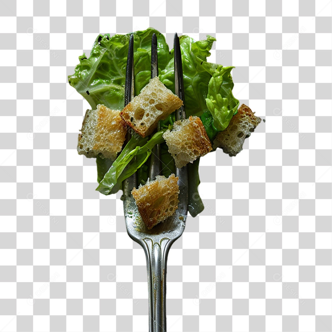 Garfo com Comidas PNG Transparente