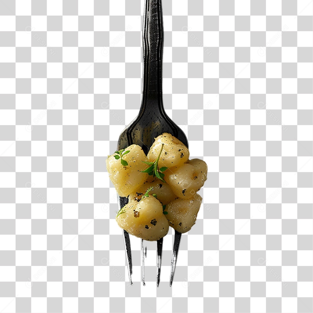 Garfo com Comidas PNG Transparente