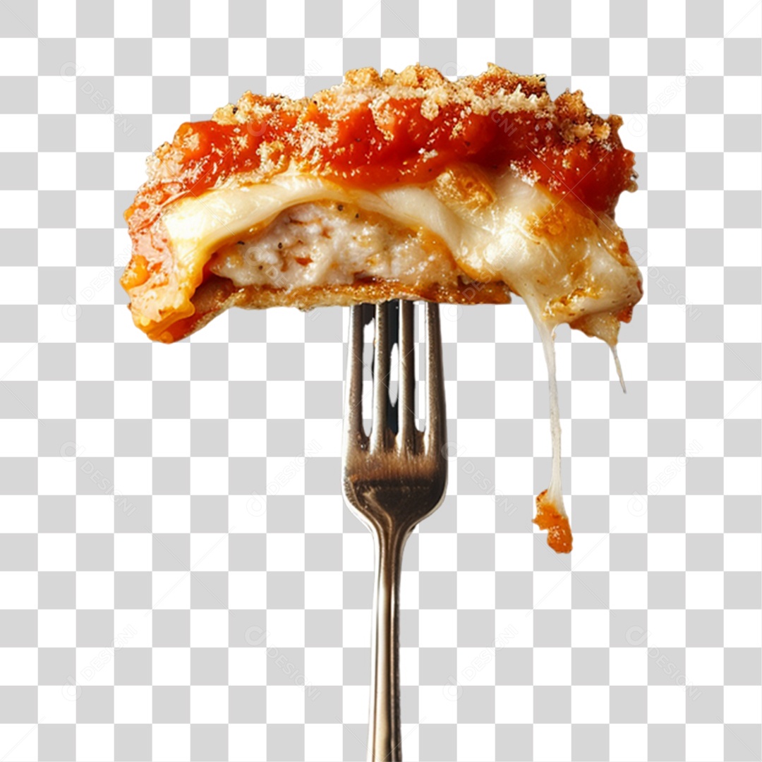 Garfo com Comidas PNG Transparente