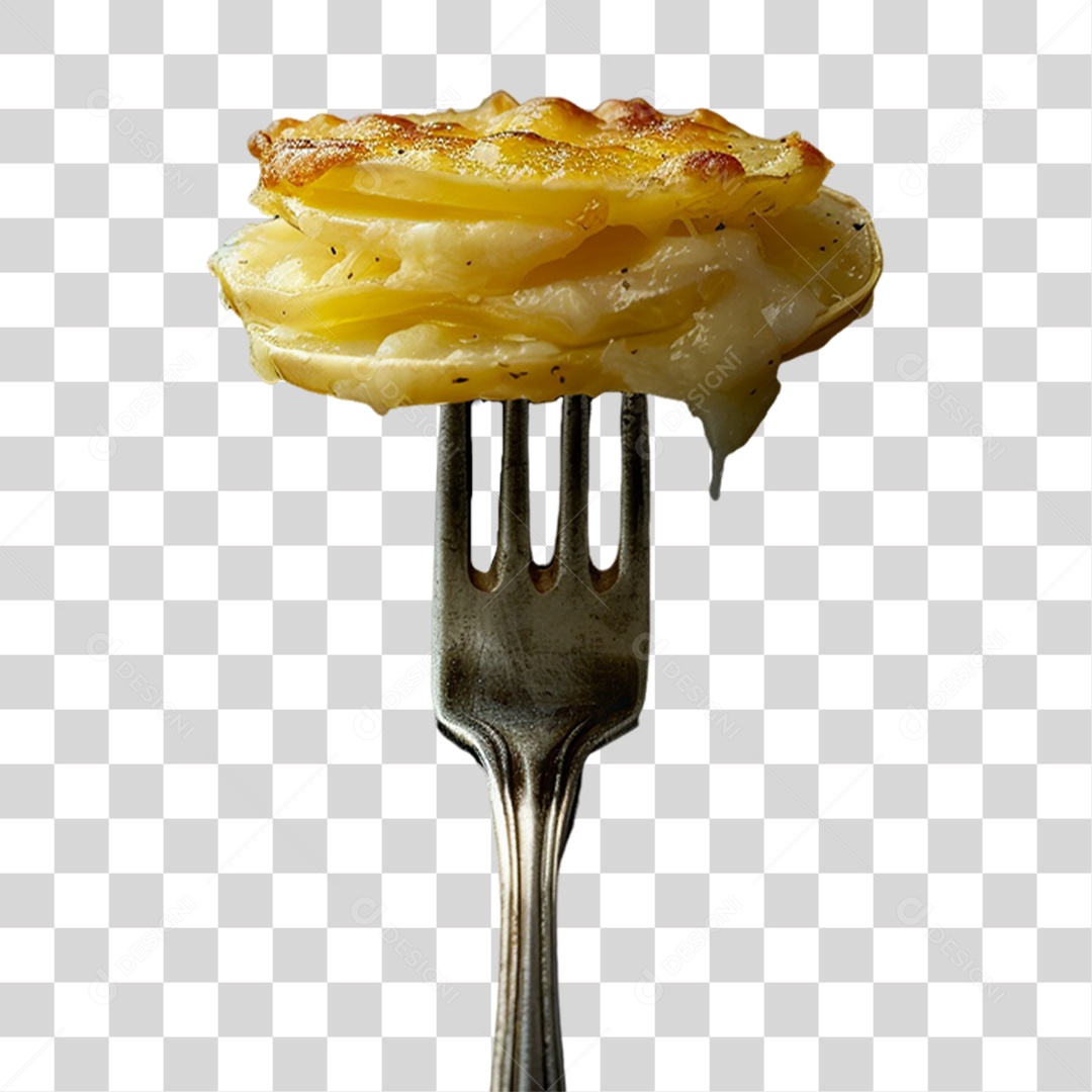 Garfo com Comidas PNG Transparente