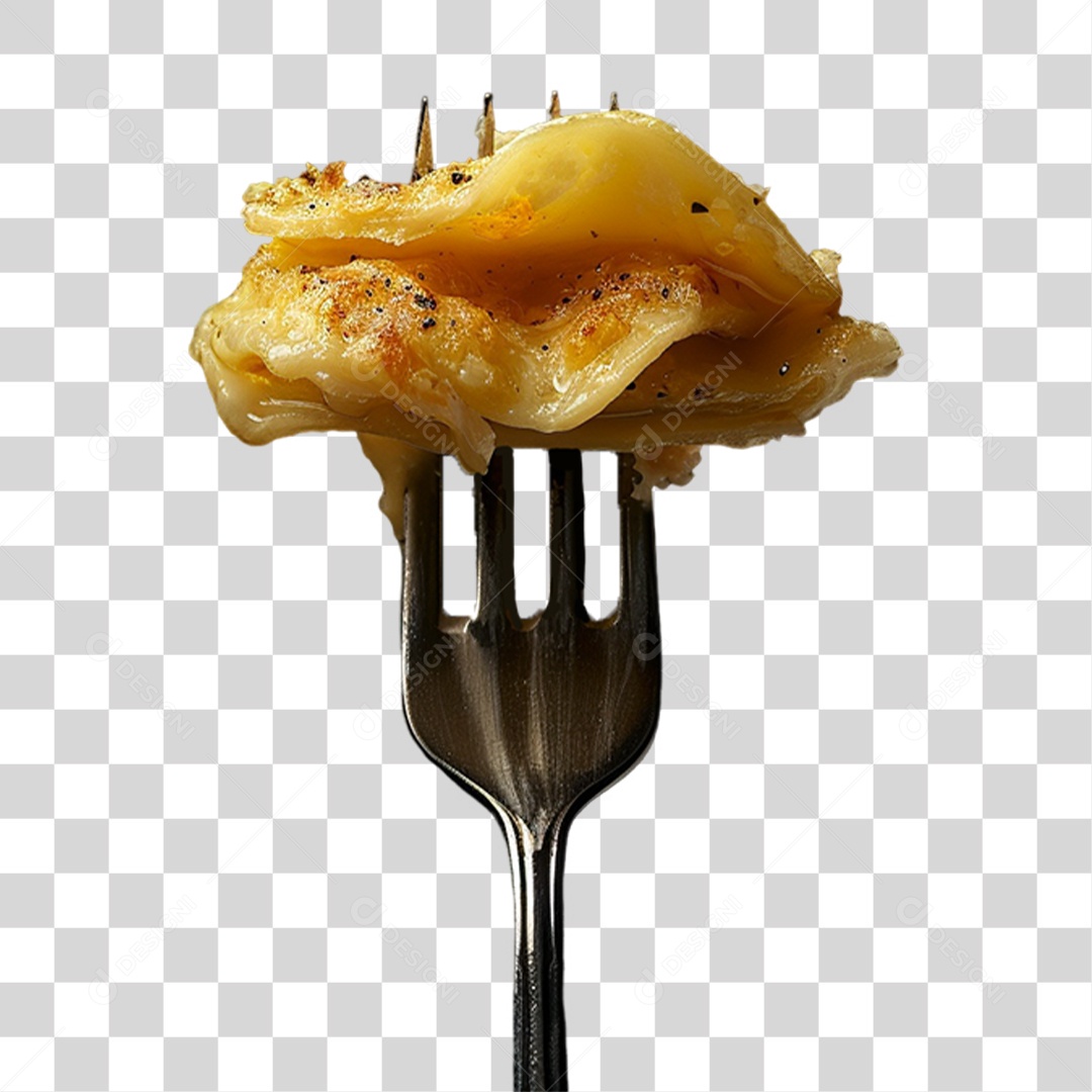 Garfo com Comidas PNG Transparente