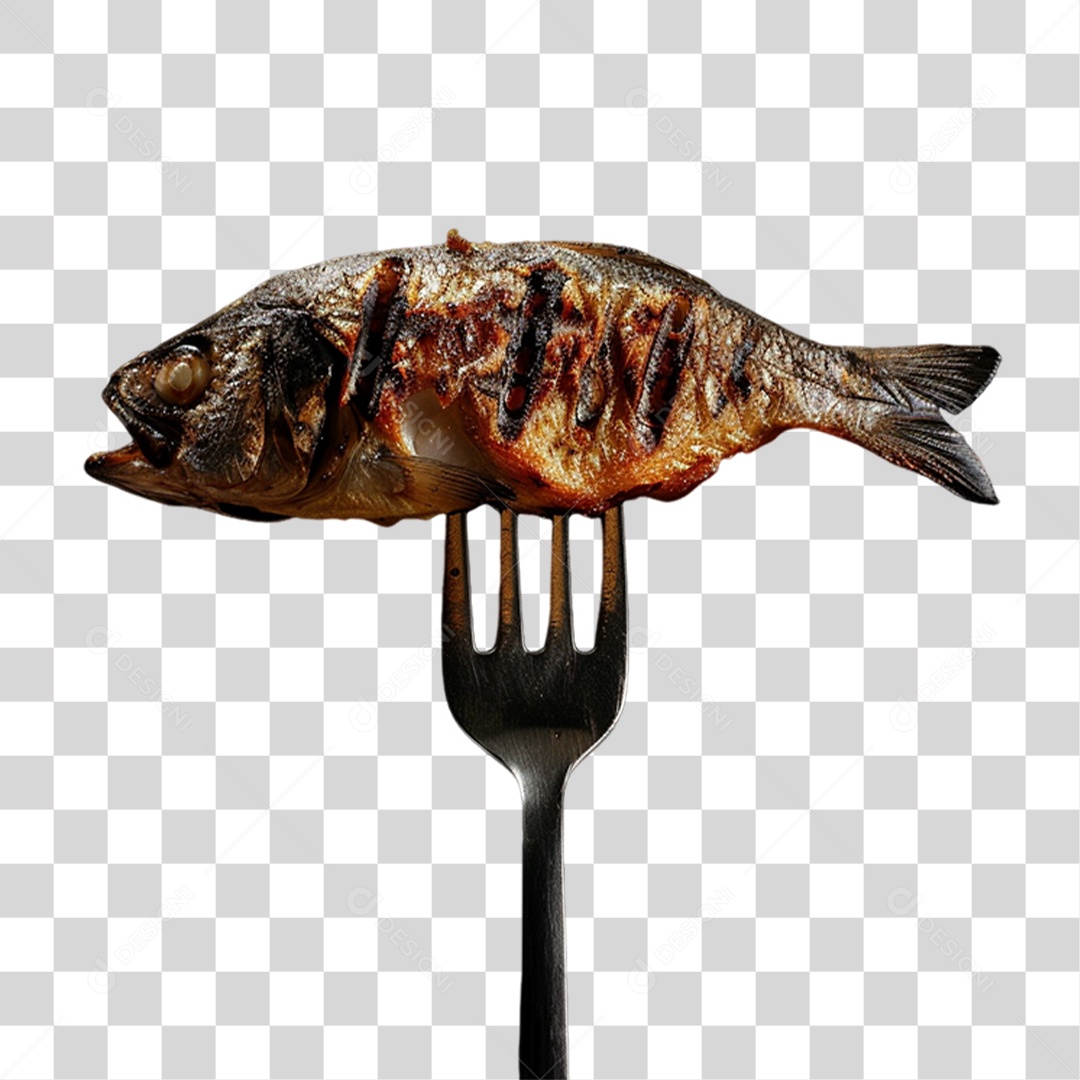 Garfo com Comidas PNG Transparente