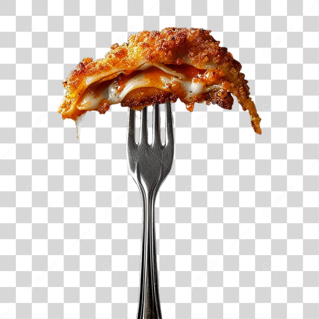 Garfo com Comidas PNG Transparente