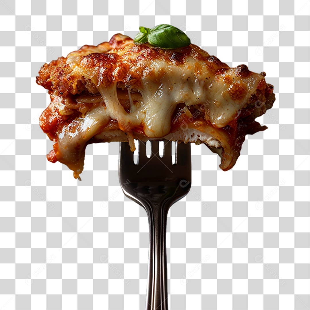 Garfo com Comidas PNG Transparente