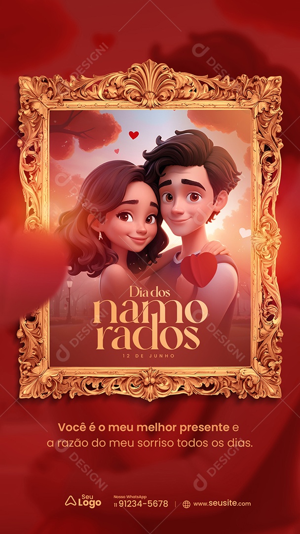´Story Dia dos Namorados 12 de Junho Você é o meu Melhor Presente Social Media PSD Editável