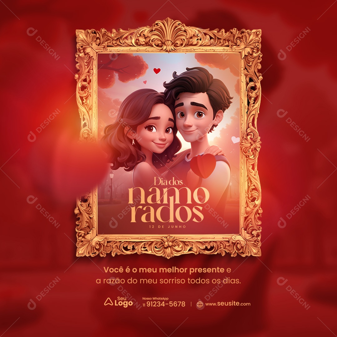 Dia dos Namorados 12 de Junho Você é o meu Melhor Presente Social Media PSD Editável