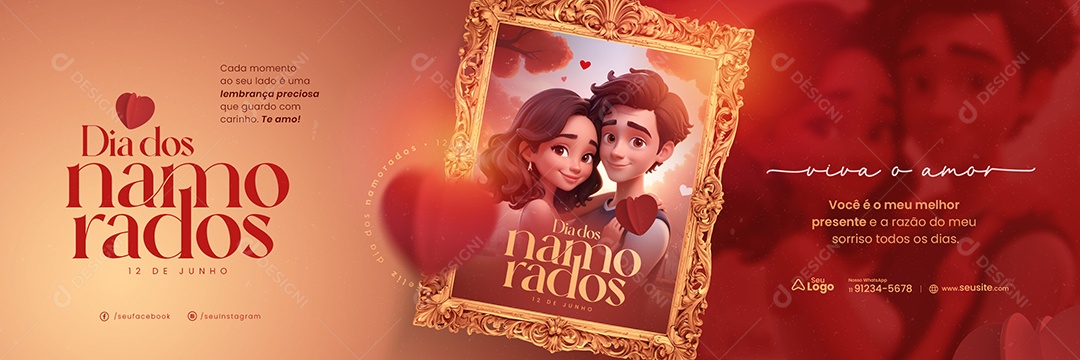 Carrossel Dia dos Namorados 12 de Junho Viva o Amor Social Media PSD Editável