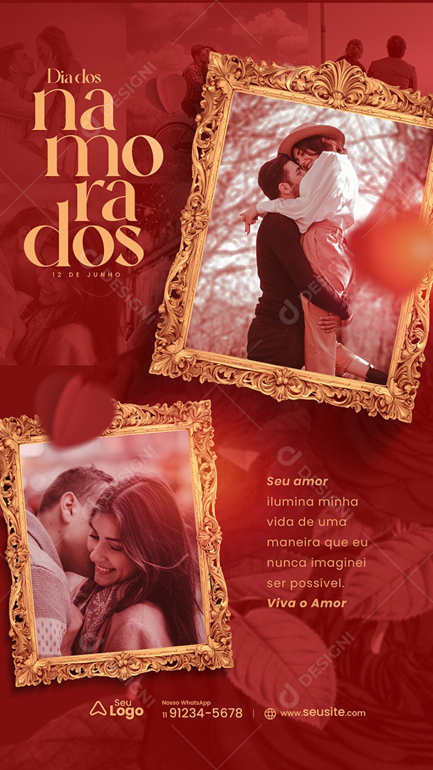 Story Dia dos Namorados 12 de Junho Seu Amor Ilumina Minha Vida Social Media PSD Editável