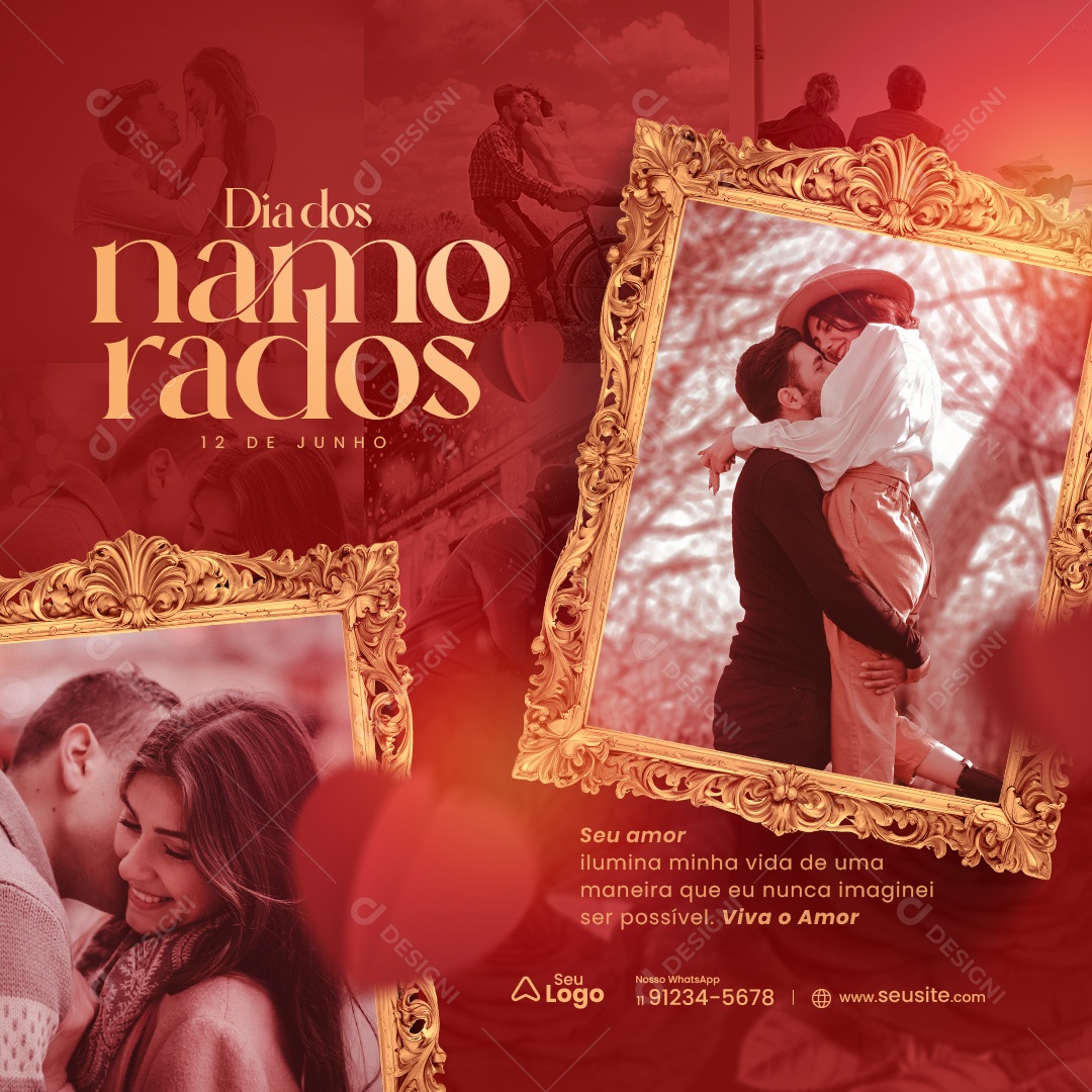 Dia dos Namorados 12 de Junho Seu Amor Ilumina Minha Vida Social Media PSD Editável