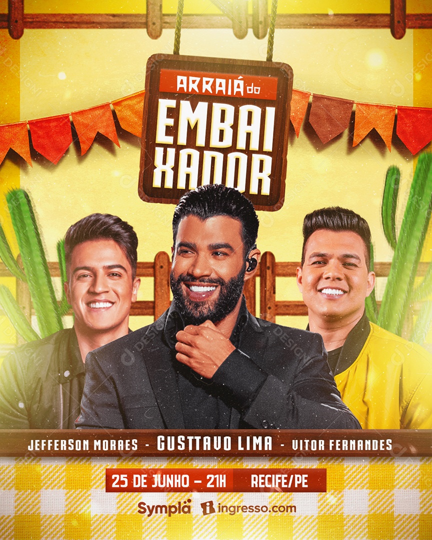 Arraiá do Embaixador Flyer Social Media PSD Editável