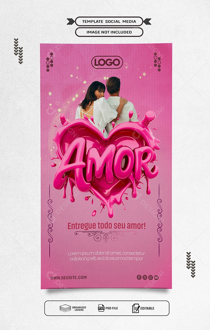 Story Dia dos Namorados 12 de Junho Entregue todo seu Amor Social Media PSD Editável