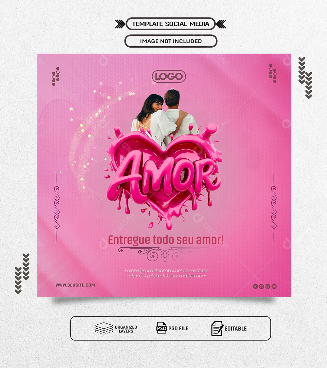 Dia dos Namorados 12 de Junho Entregue todo seu Amor Social Media PSD Editável