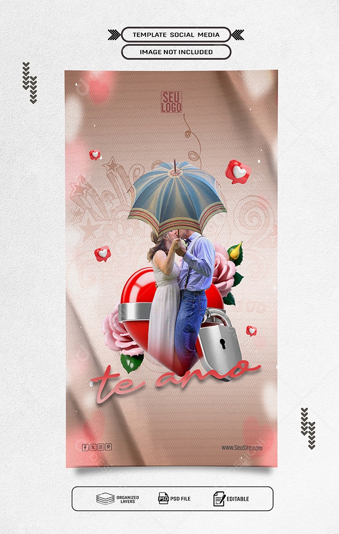 Story Dia dos Namorados 12 de Junho Te Amo Social Media PSD Editável
