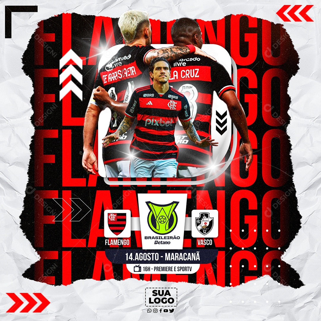 Social Media Futebol Flamengo PSD Editável