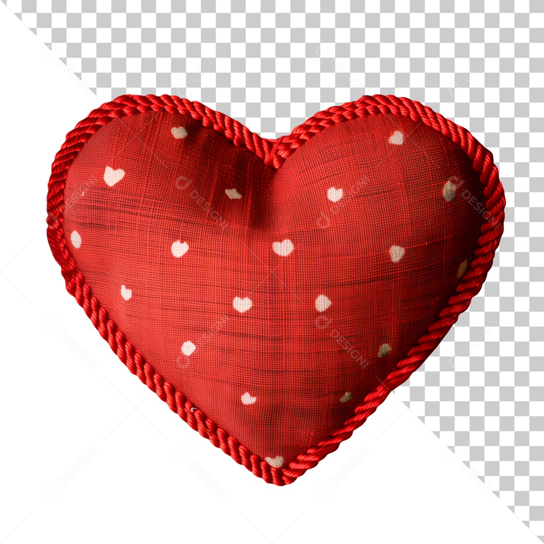 Coração de Tecido Vermelho Elemento 3D para Composição PSD