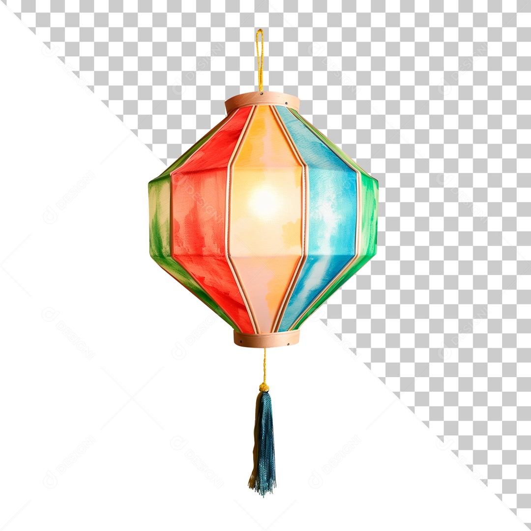 Balão de São João Elemento 3D para Composição PSD