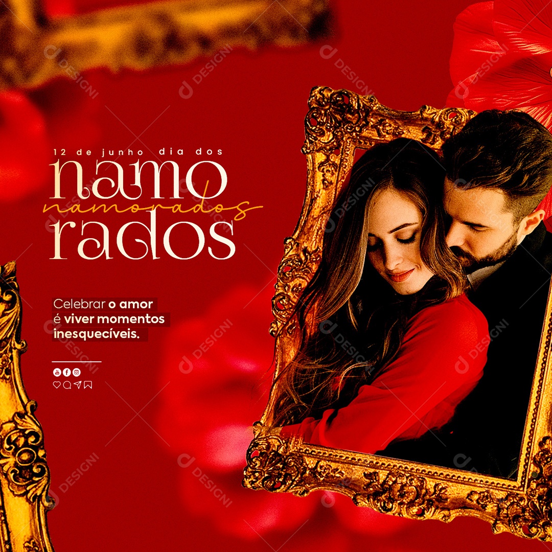 Dia dos Namorados 12 de Junho Celebrar o Amor Social Media PSD Editável