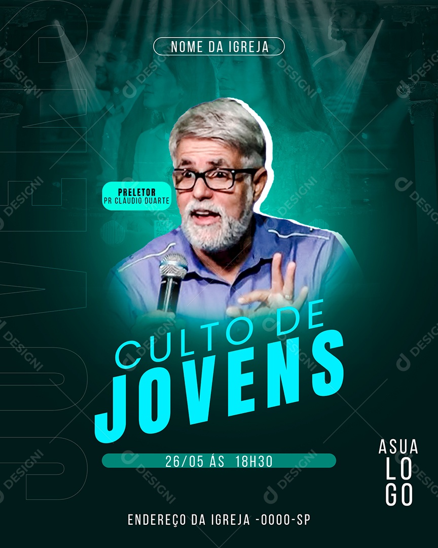 Gospel Culto de Jovens Social Media PSD Editável