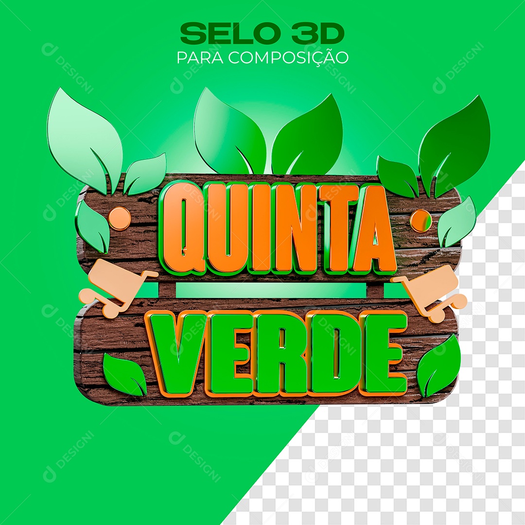 Quinta Verde Selo 3D Para Composição PSD