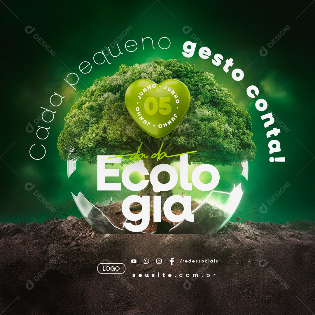 Dia da Ecologia 05 De Junho Cada Pequeno Gesto Conta Social Media PSD Editável