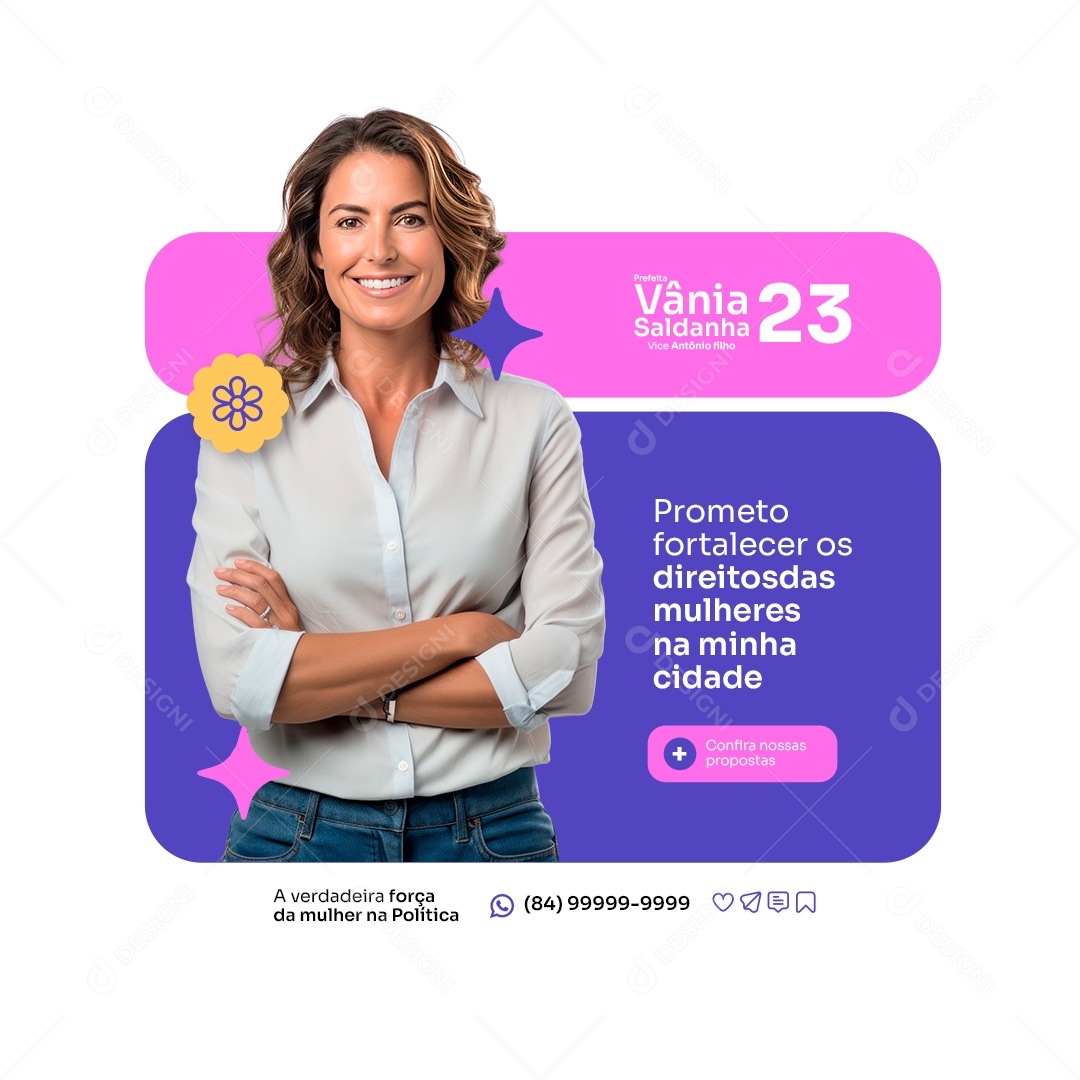 Politica Prefeita Vânia Saldanha Prometo Fortalecer Social Media PSD Editável
