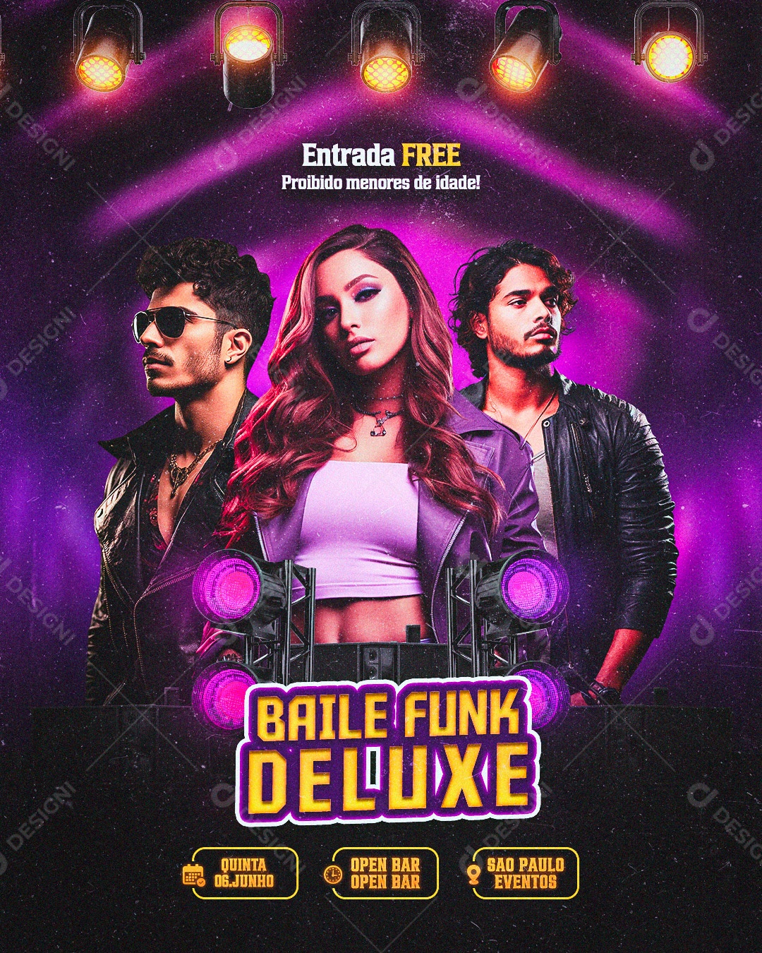 Flyer Baile Funk de Luxe Social Media PSD Editável