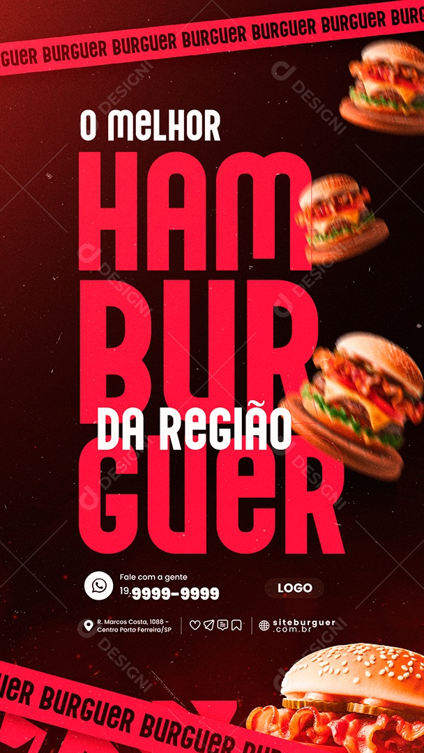 Story Hamburgueria O Melhor Hamburguer da Região Social Media PSD Editável