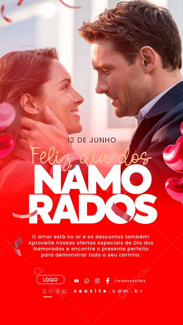Story Feliz Dia dos Namorados 12 de Junho Social Media PSD Editável