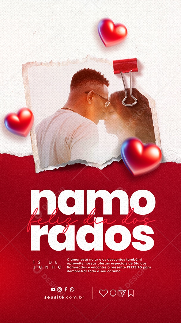 Story Feliz Dia dos Namorados 12 de Junho Social Media PSD Editável
