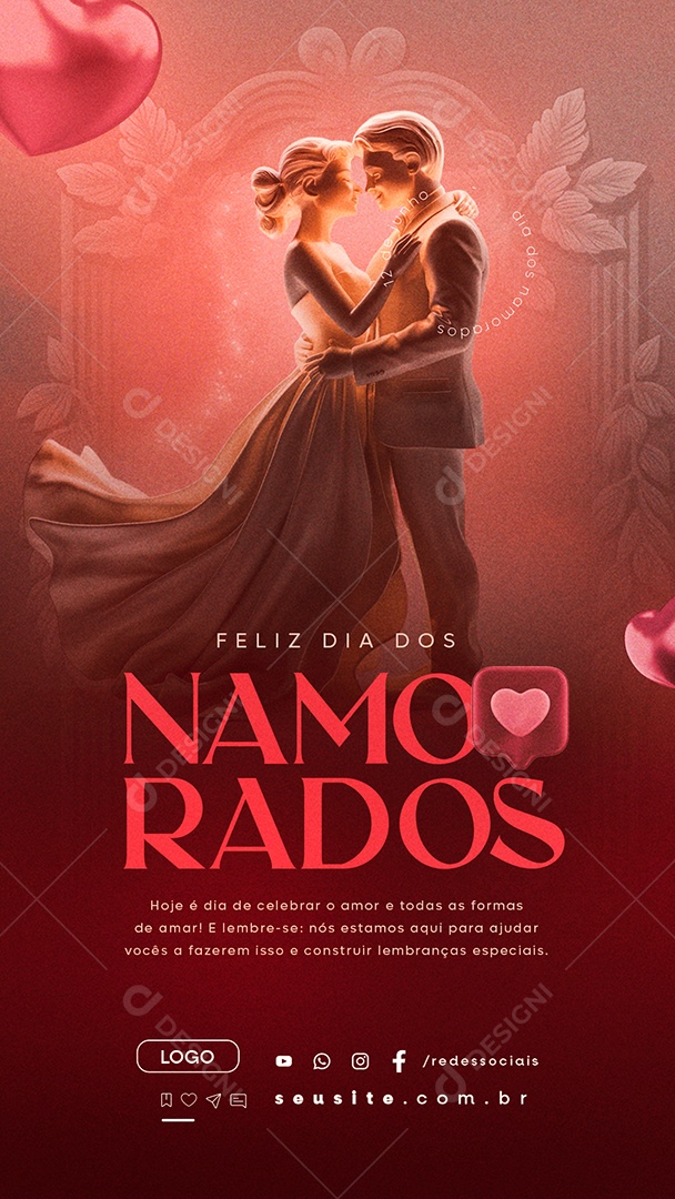 Story Social Media Feliz Dia dos Namorados 12 de Junho PSD Editável