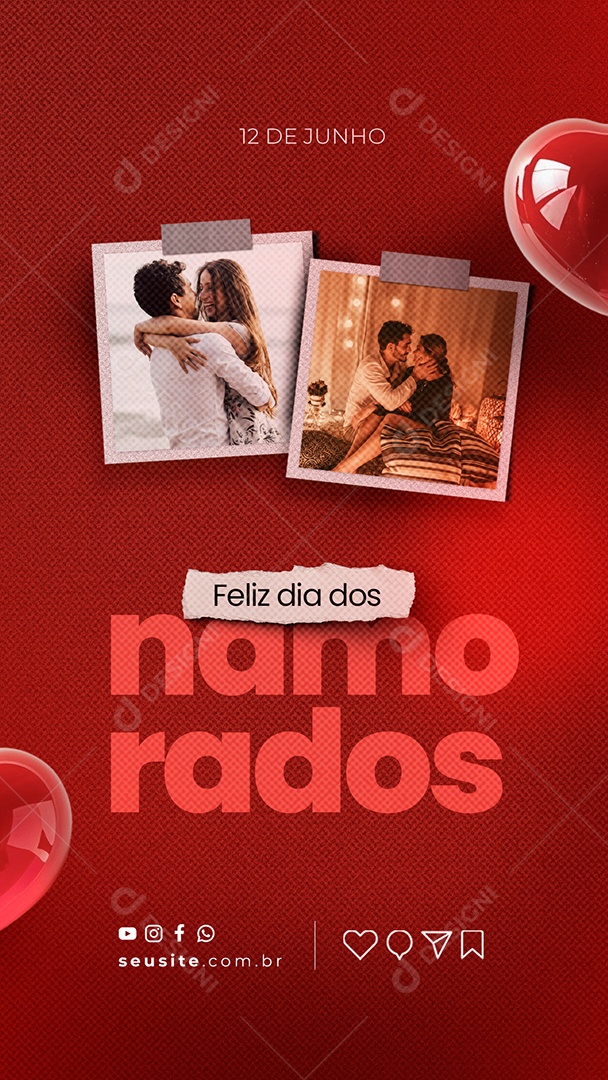 Story Feliz Dia dos Namorados 12 de Junho Social Media PSD Editável