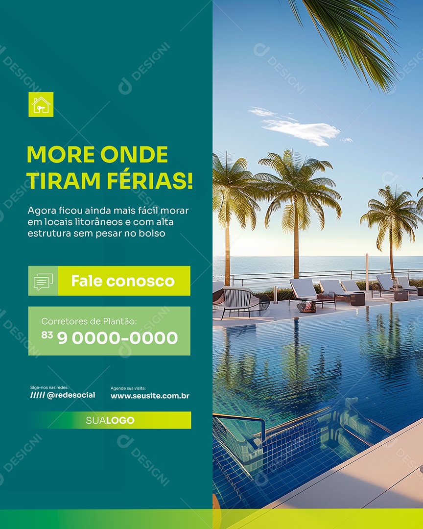 More Onde Tiram Férias o Apartamento dos seus Sonhos Social Media PSD Editável