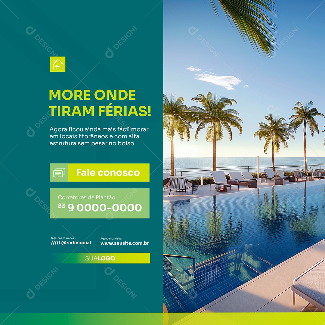 Feed More Onde Tiram Férias o Apartamento dos seus Sonhos Social Media PSD Editável