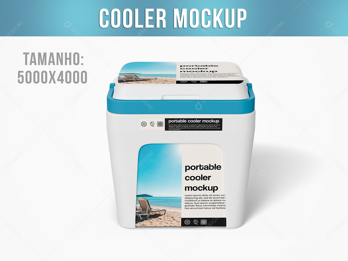 Cooler Mockup Refigerador Portátil Gelo Recipiente Armazenamento Camping Piquinique PSD