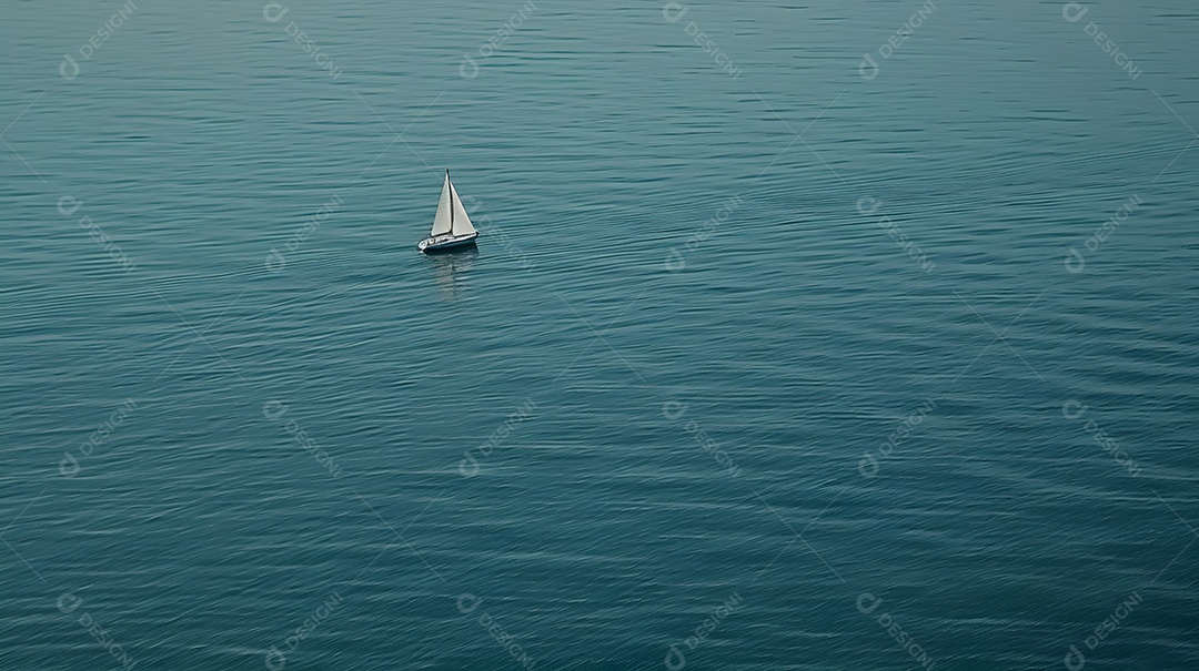Um veleiro solitário flutuando preguiçosamente ao longe