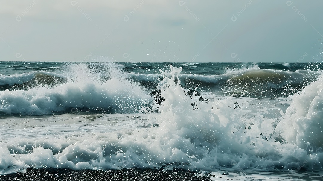 O som das ondas batendo na costa