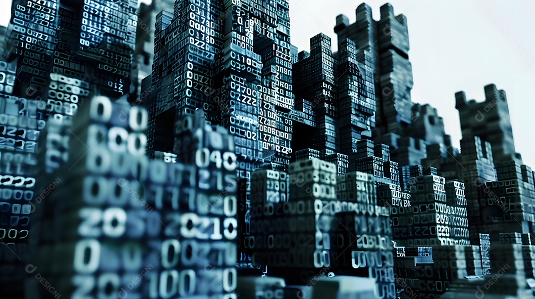 Uma fortaleza feita de blocos de código binário para proteção de dados