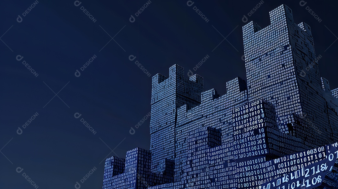 Uma fortaleza feita de blocos de código binário para proteção de dados