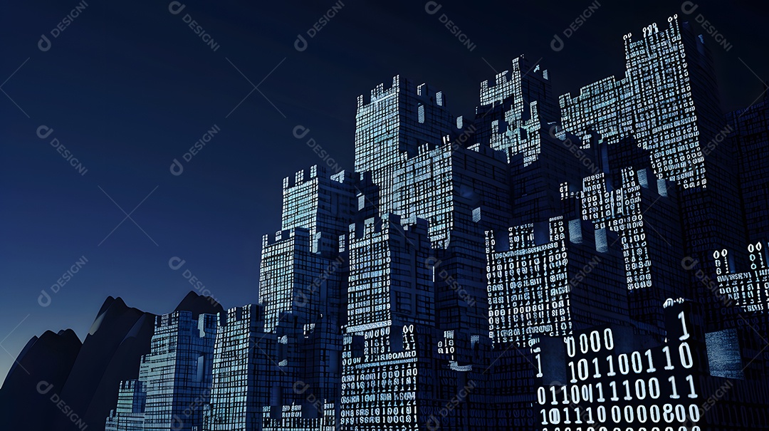 Uma fortaleza feita de blocos de código binário para proteção de dados