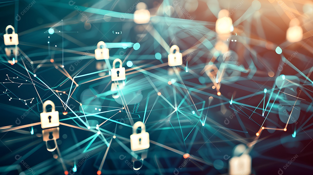 Uma série de linhas e nós interconectados formando uma rede de segurança