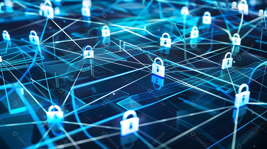 Uma série de linhas e nós interconectados formando uma rede de segurança