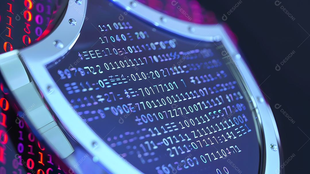 Um escudo com padrões de código binário para comunicação segura