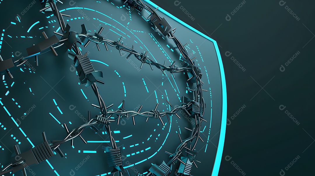 Um escudo com arame farpado digital para maior segurança